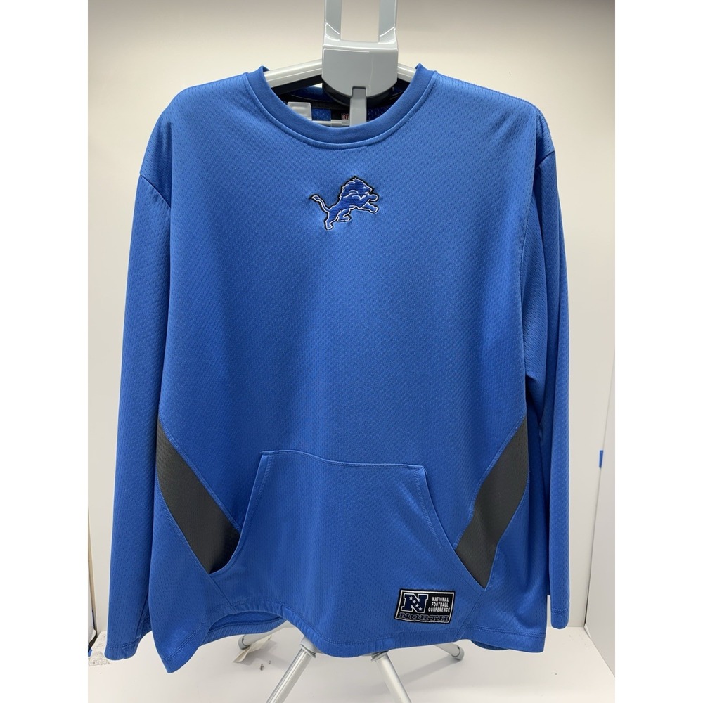 Detroit Lions NFL Blue Mesh Long Sleeve Pullover Kangaroo Pocket